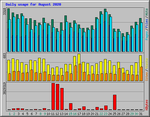 Daily usage for August 2020