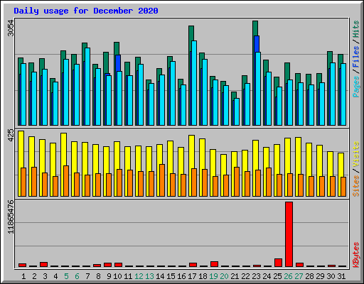 Daily usage for December 2020